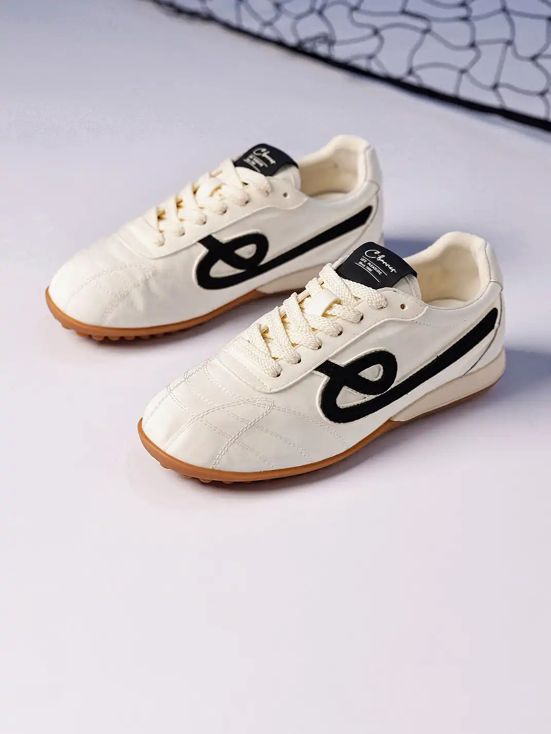 C.BANNER | Quilted Upper Sneakers With Black Logo-White