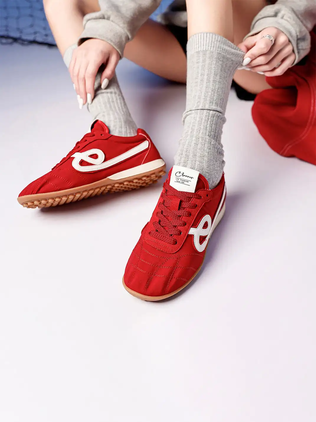 C.BANNER | Quilted Upper Sneakers With Black Logo-Red