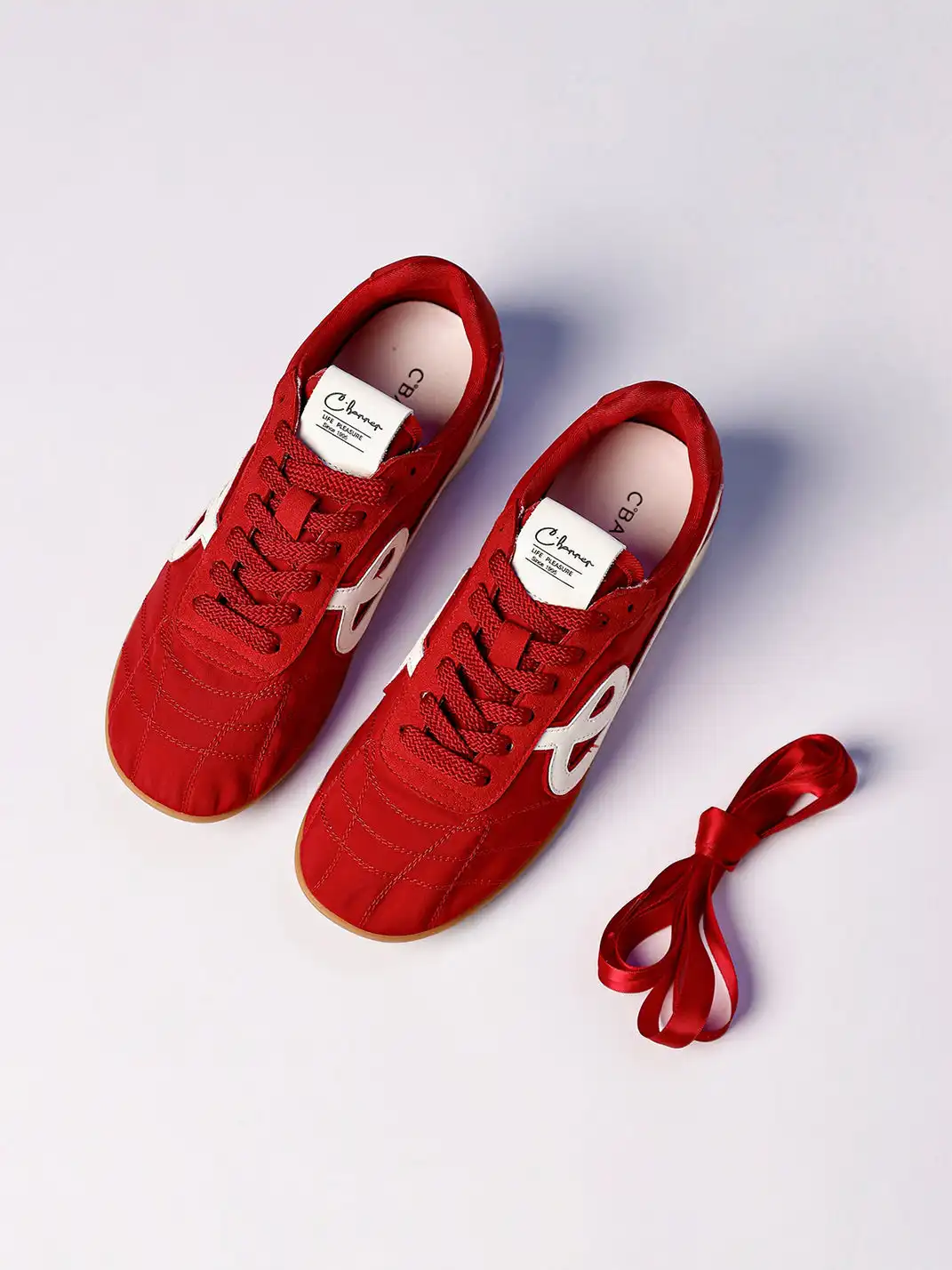 C.BANNER | Quilted Upper Sneakers With Black Logo-Red