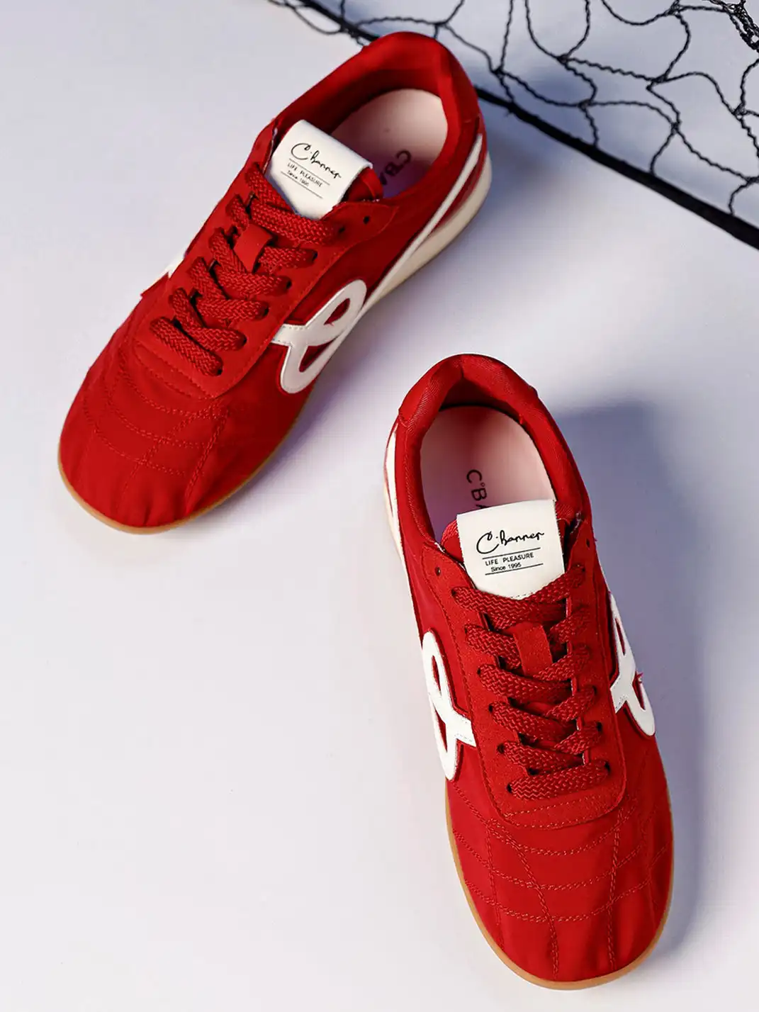 C.BANNER | Quilted Upper Sneakers With Black Logo-Red