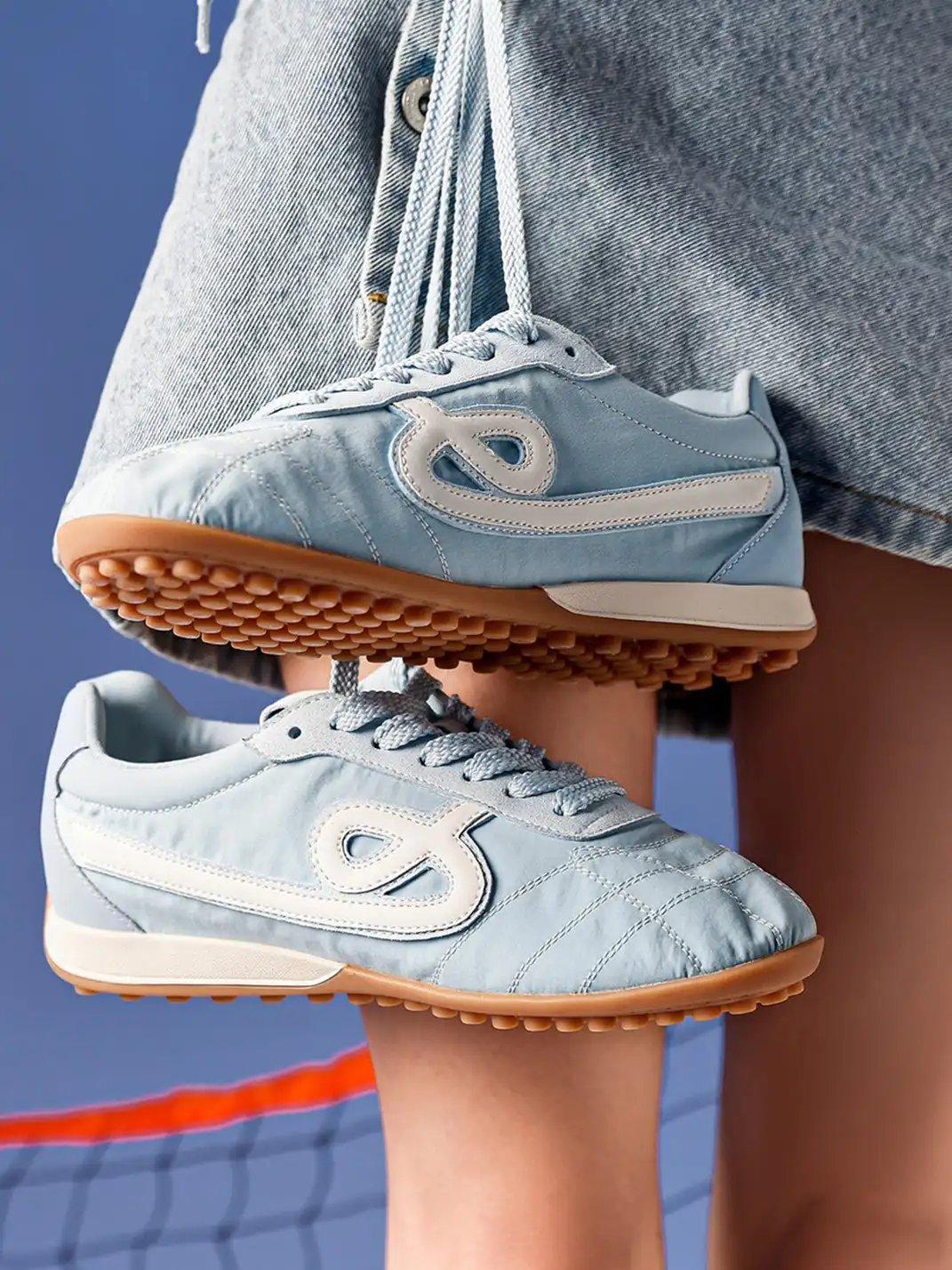C.BANNER | Quilted Upper Sneakers With Black Logo-Blue