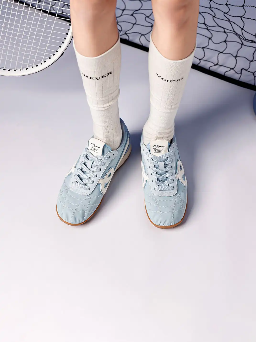 C.BANNER | Quilted Upper Sneakers With Black Logo-Blue