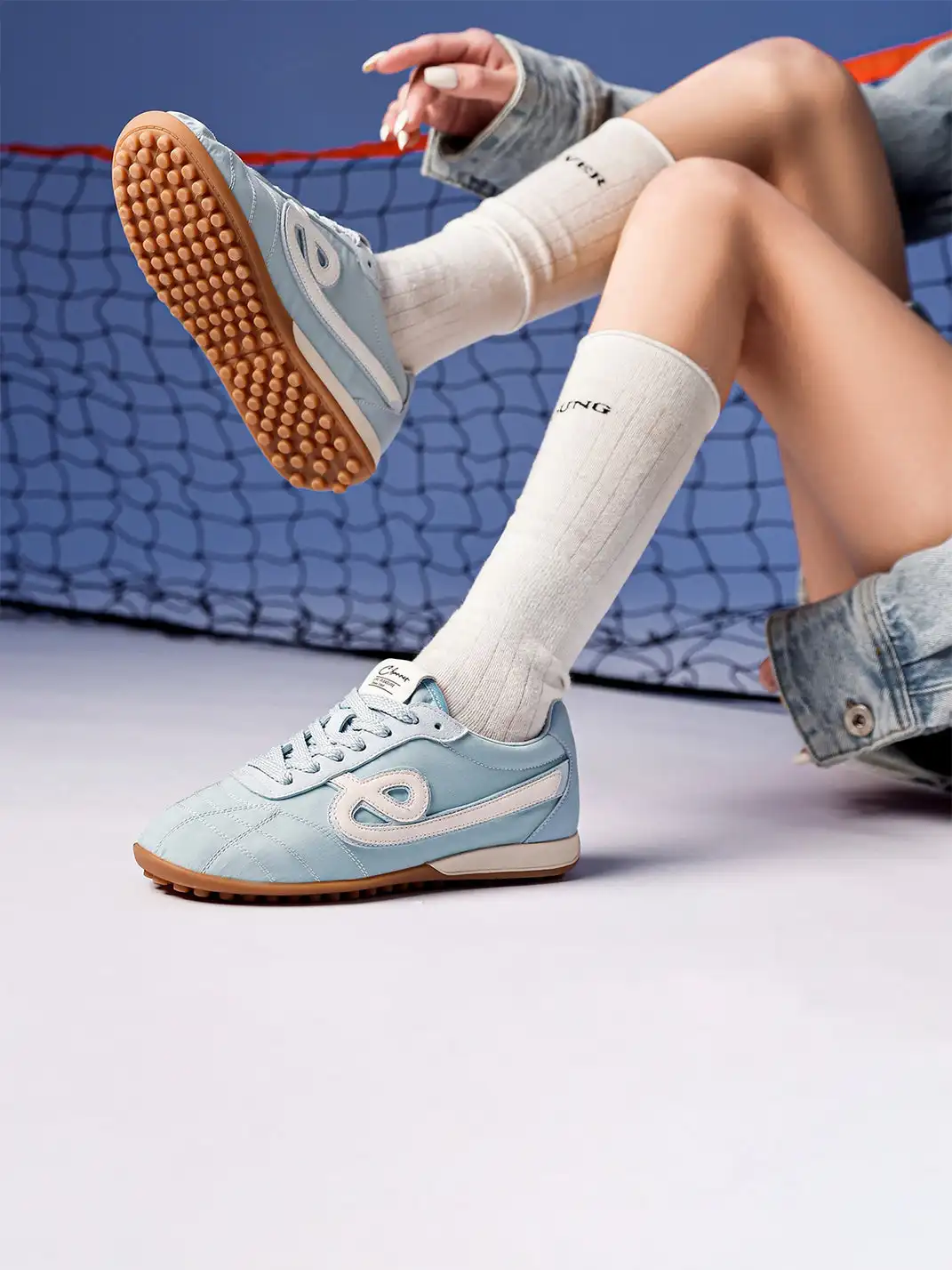 C.BANNER | Quilted Upper Sneakers With Black Logo-Blue