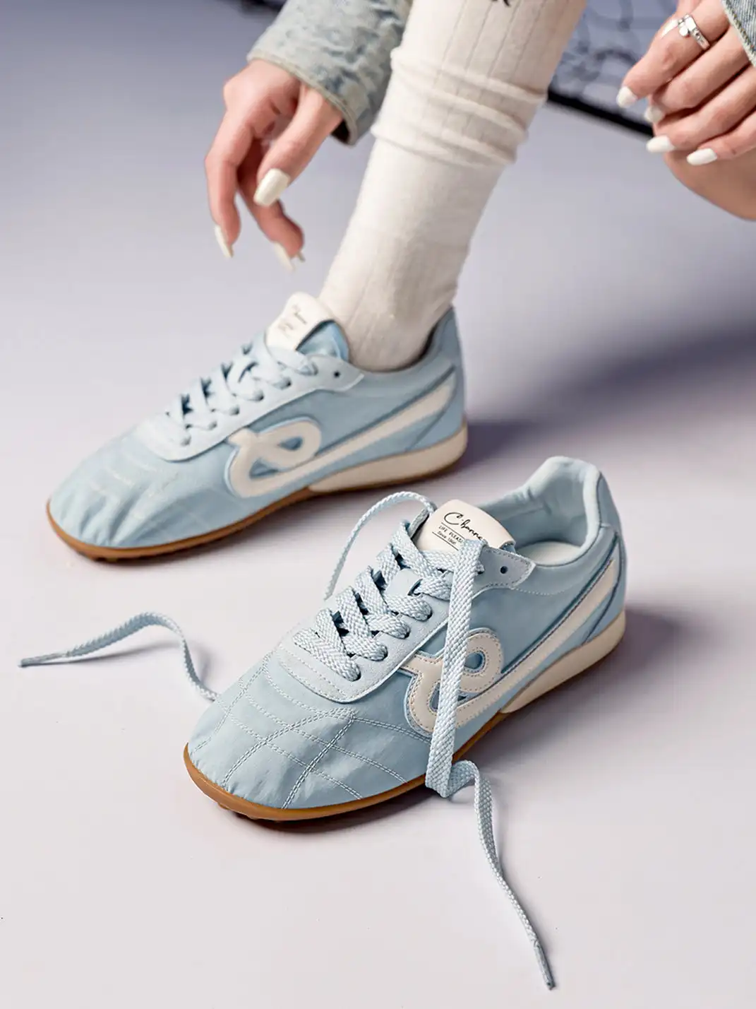 C.BANNER | Quilted Upper Sneakers With Black Logo-Blue