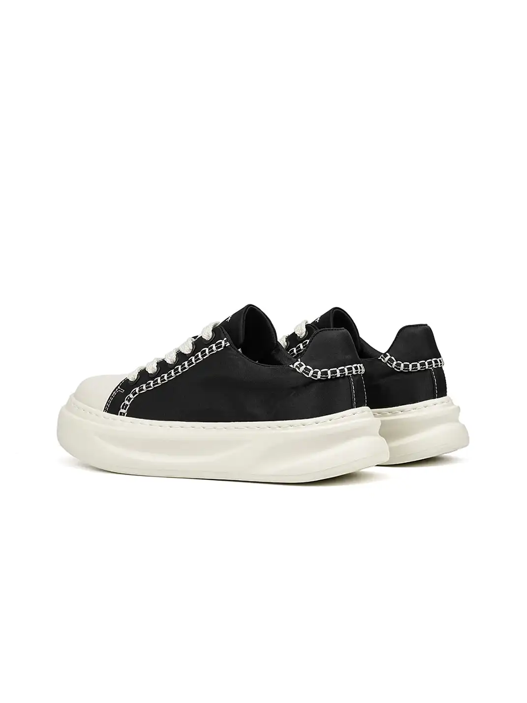 C.banner | Black Canvas Contrast Stitch Platform Sneakers