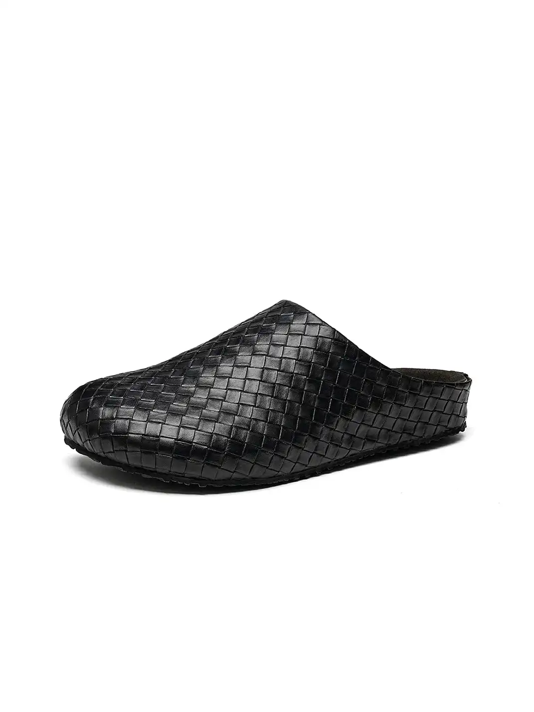 C.banner | Black Woven Closed-Toe Mule Slippers