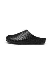 C.banner | Black Woven Closed-Toe Mule Slippers