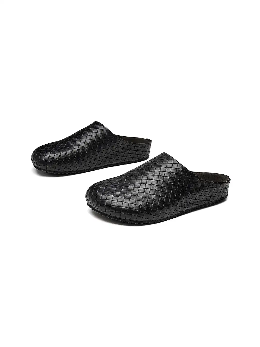 C.banner | Black Woven Closed-Toe Mule Slippers