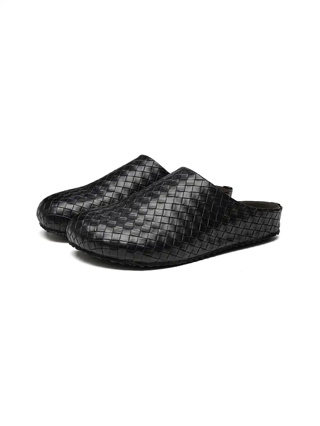 C.banner | Black Woven Closed-Toe Mule Slippers