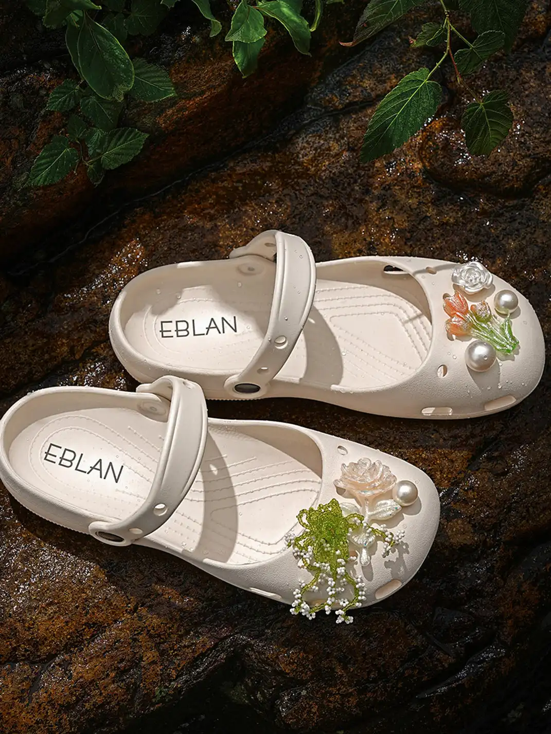 EBLAN | Mary Jane Style Breathable Slide Sandals-Beige