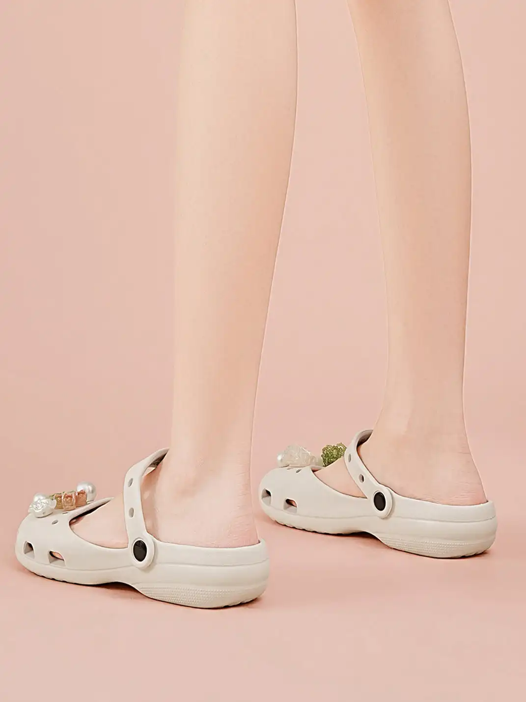 EBLAN | Mary Jane Style Breathable Slide Sandals-Beige