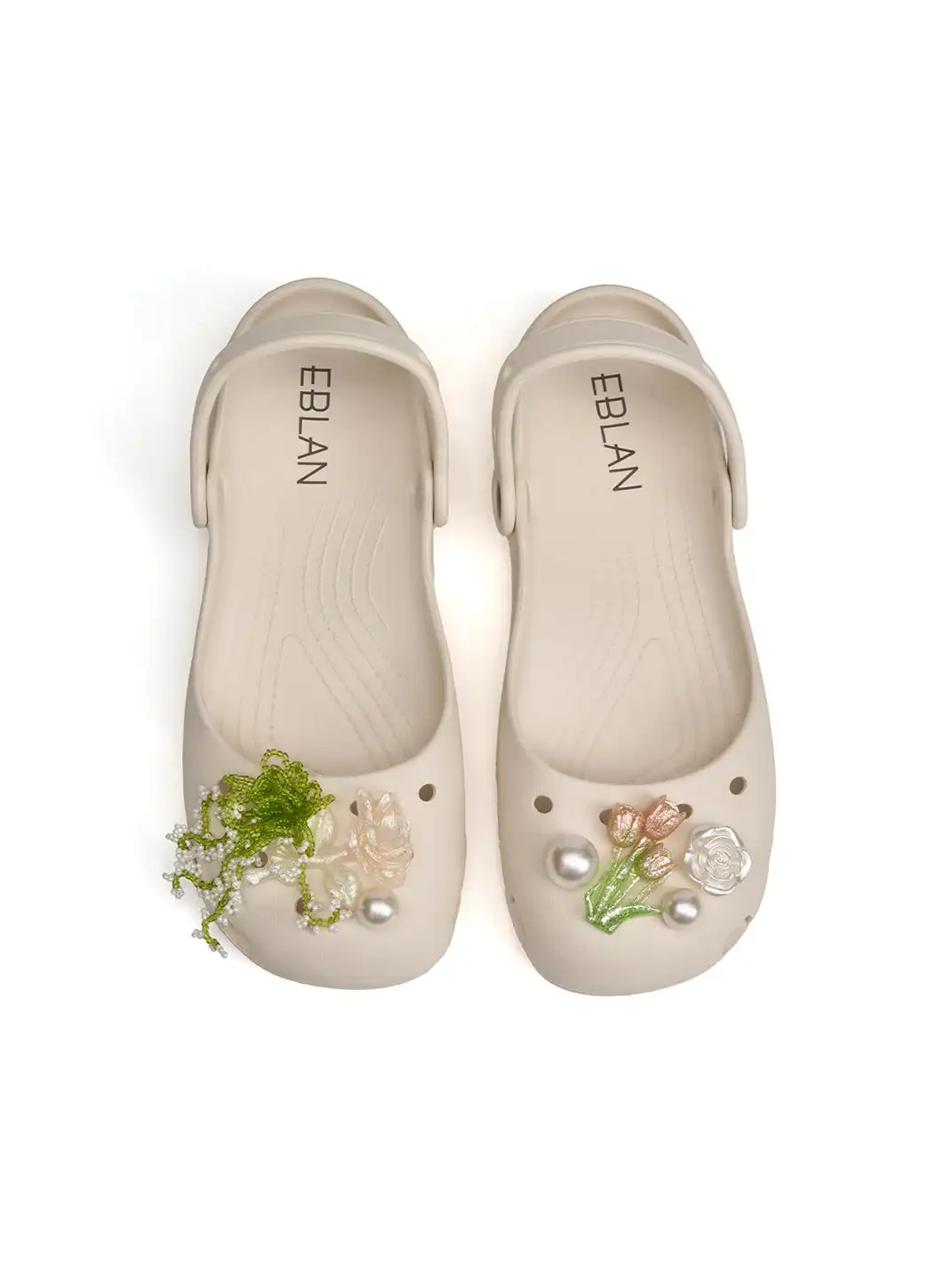 EBLAN | Mary Jane Style Breathable Slide Sandals-Beige