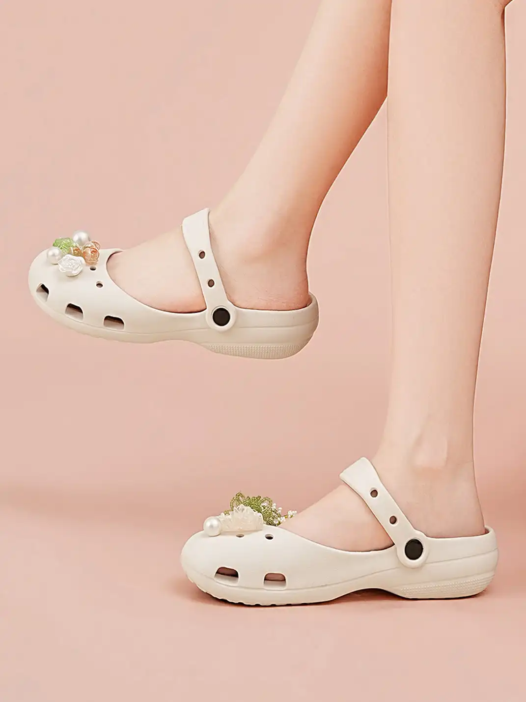 EBLAN | Mary Jane Style Breathable Slide Sandals-Beige