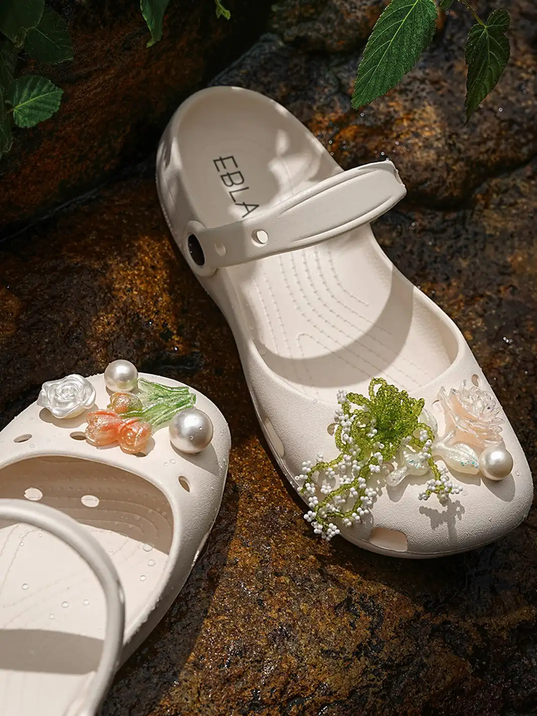 EBLAN | Mary Jane Style Breathable Slide Sandals-Beige