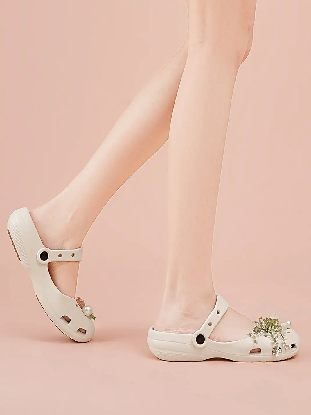 EBLAN | Mary Jane Style Breathable Slide Sandals-Beige