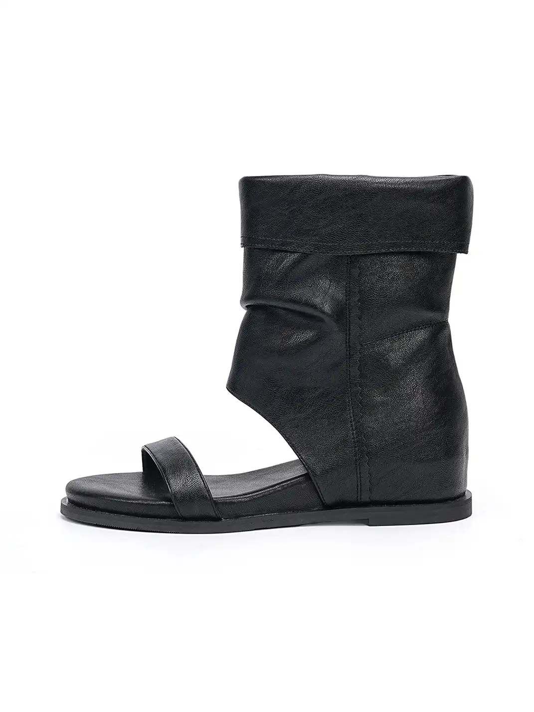 EBLAN | Leather Toe Loop Cuffed Boot Sandals