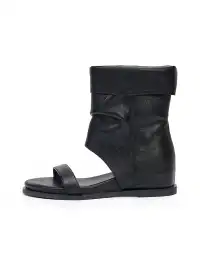 EBLAN | Leather Toe Loop Cuffed Boot Sandals