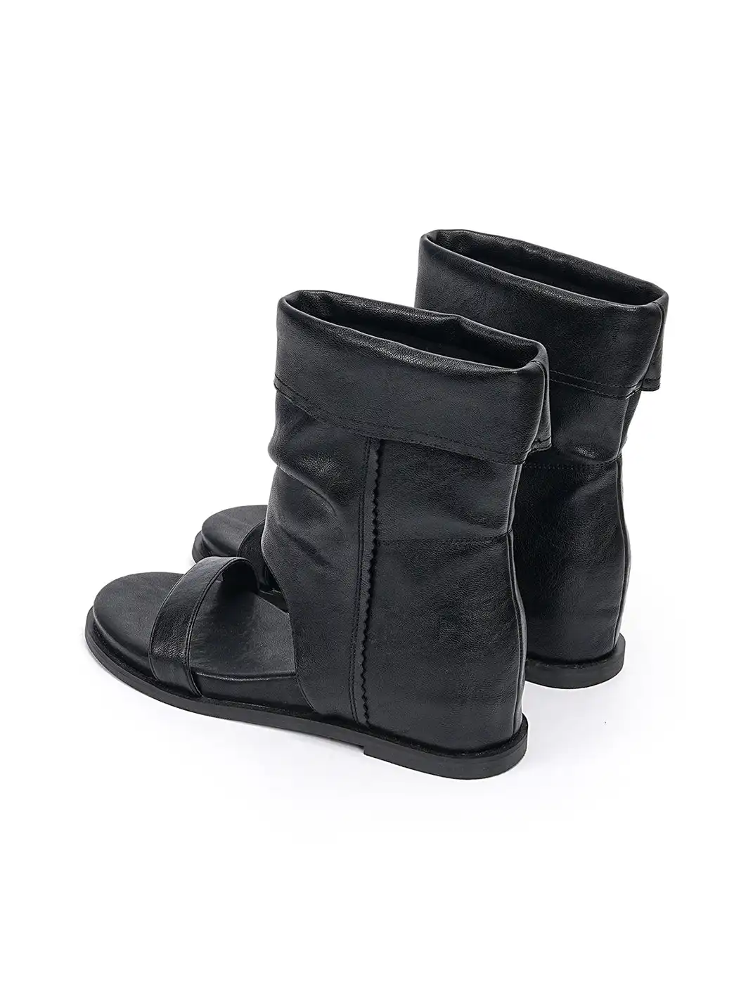 EBLAN | Leather Toe Loop Cuffed Boot Sandals