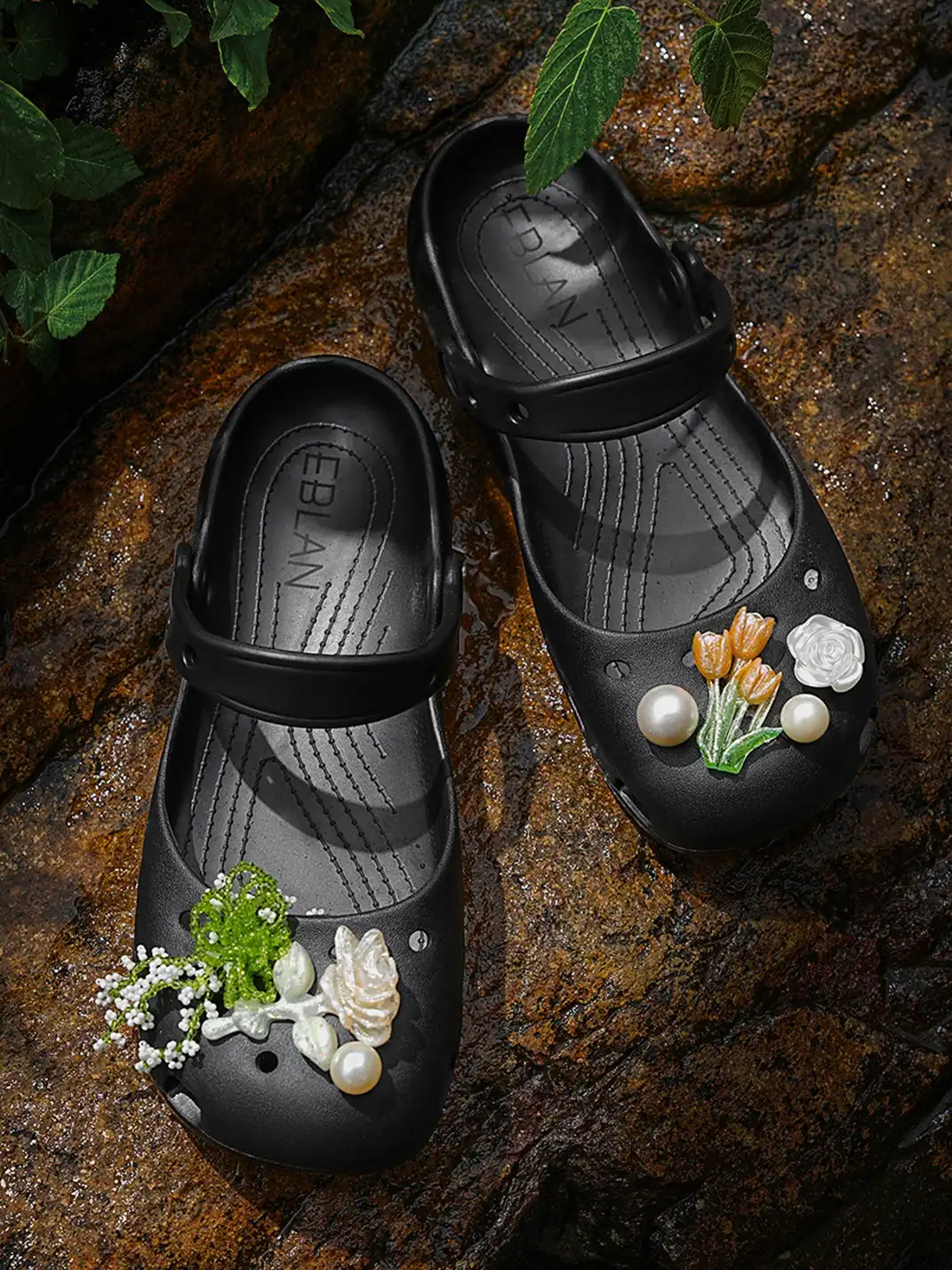 EBLAN | EBLAN | Mary Jane Style Breathable Slide Sandals-Black