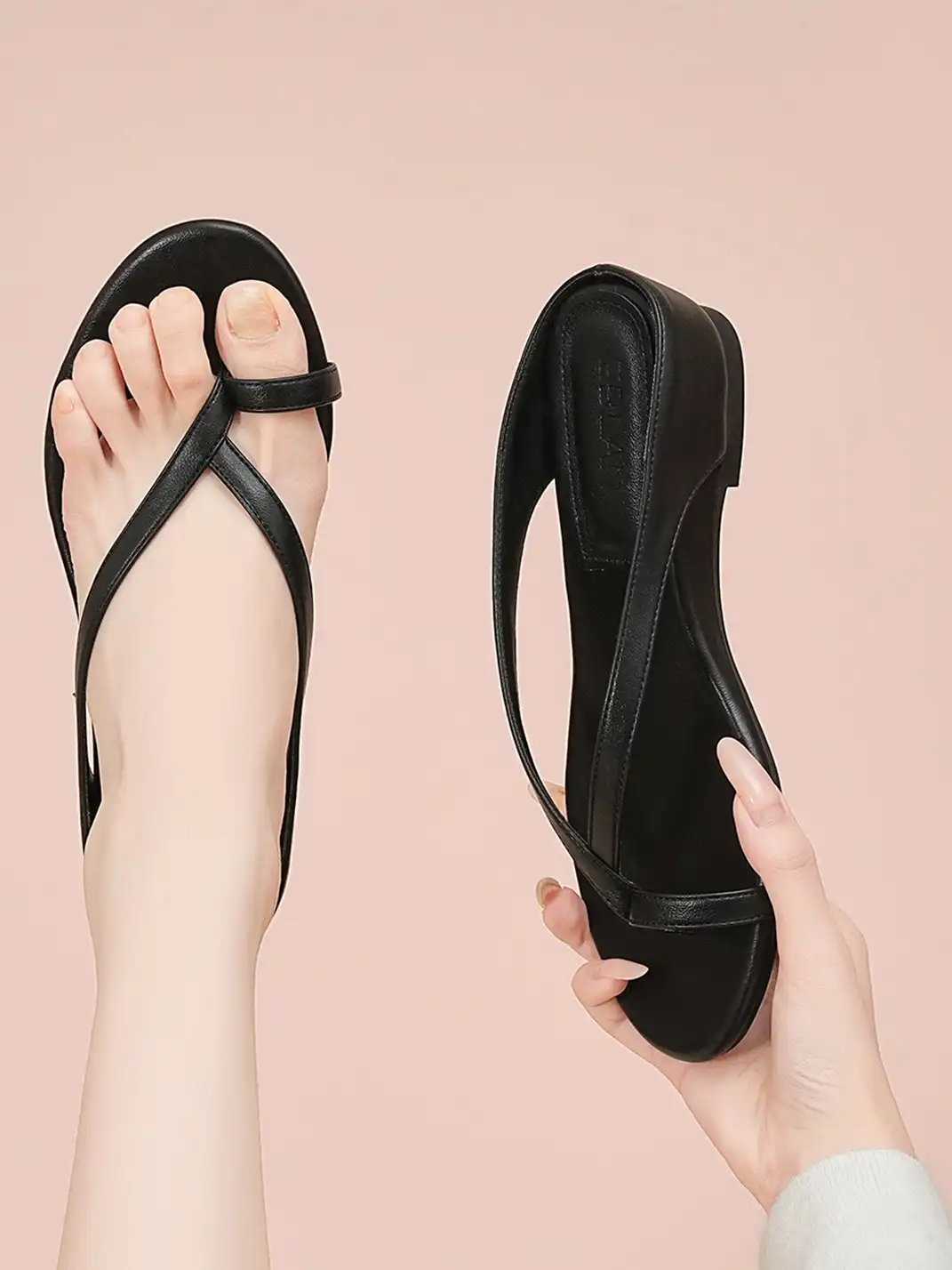 EBLAN | Toe Ring Wedge Flip-Flop Sandals