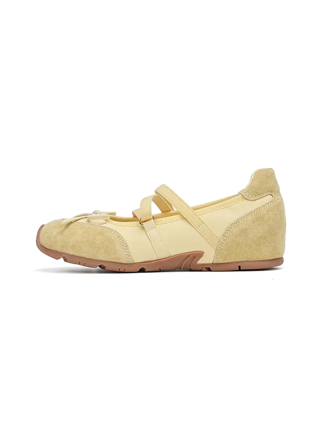 EBLAN | Mary Jane Ballet Sneakers With Bow Lace-Up Detail-Yellow