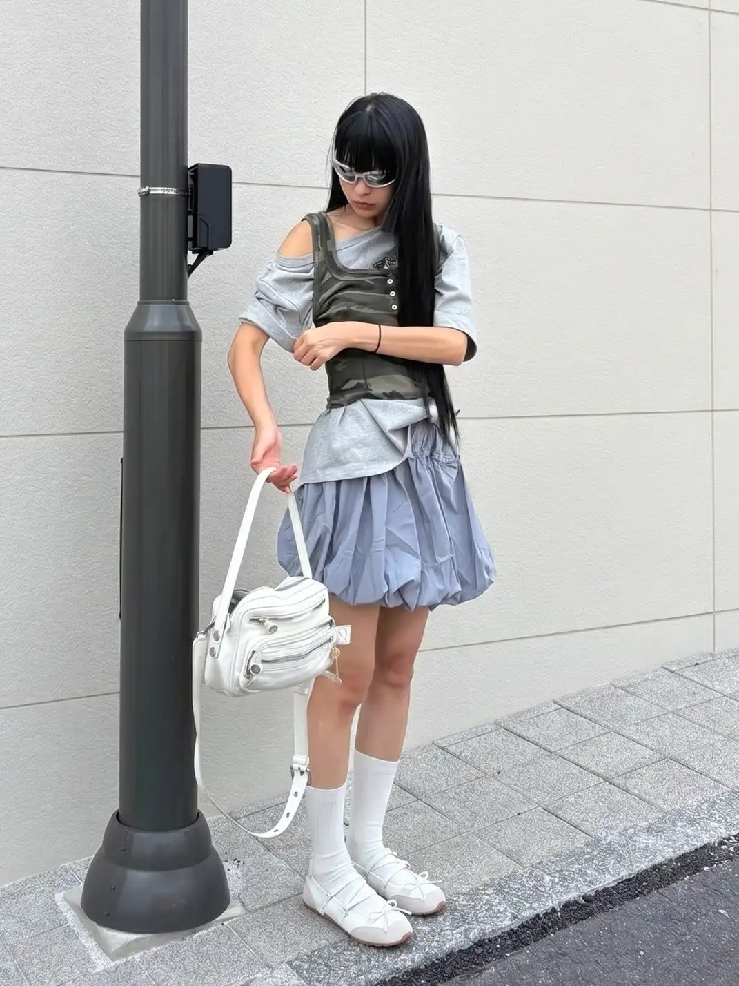 EBLAN | Mary Jane Ballet Sneakers With Bow Lace-Up Detail-White