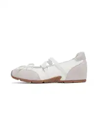 EBLAN | Mary Jane Ballet Sneakers With Bow Lace-Up Detail-White