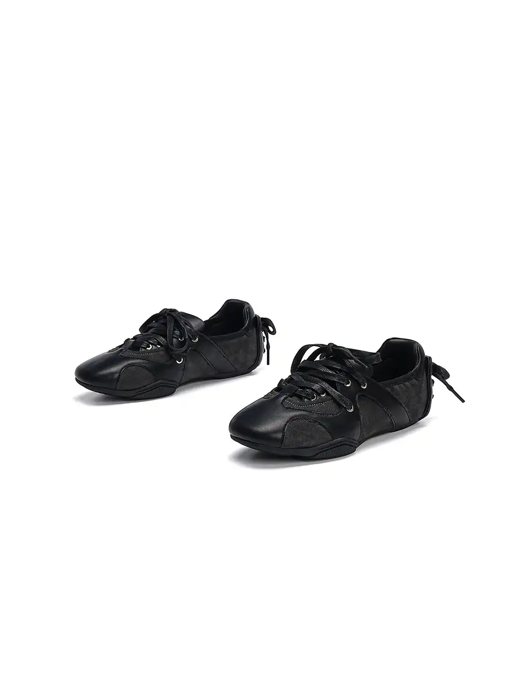 EBLAN | Retro Lace-Up Ballet Sneakers-Black