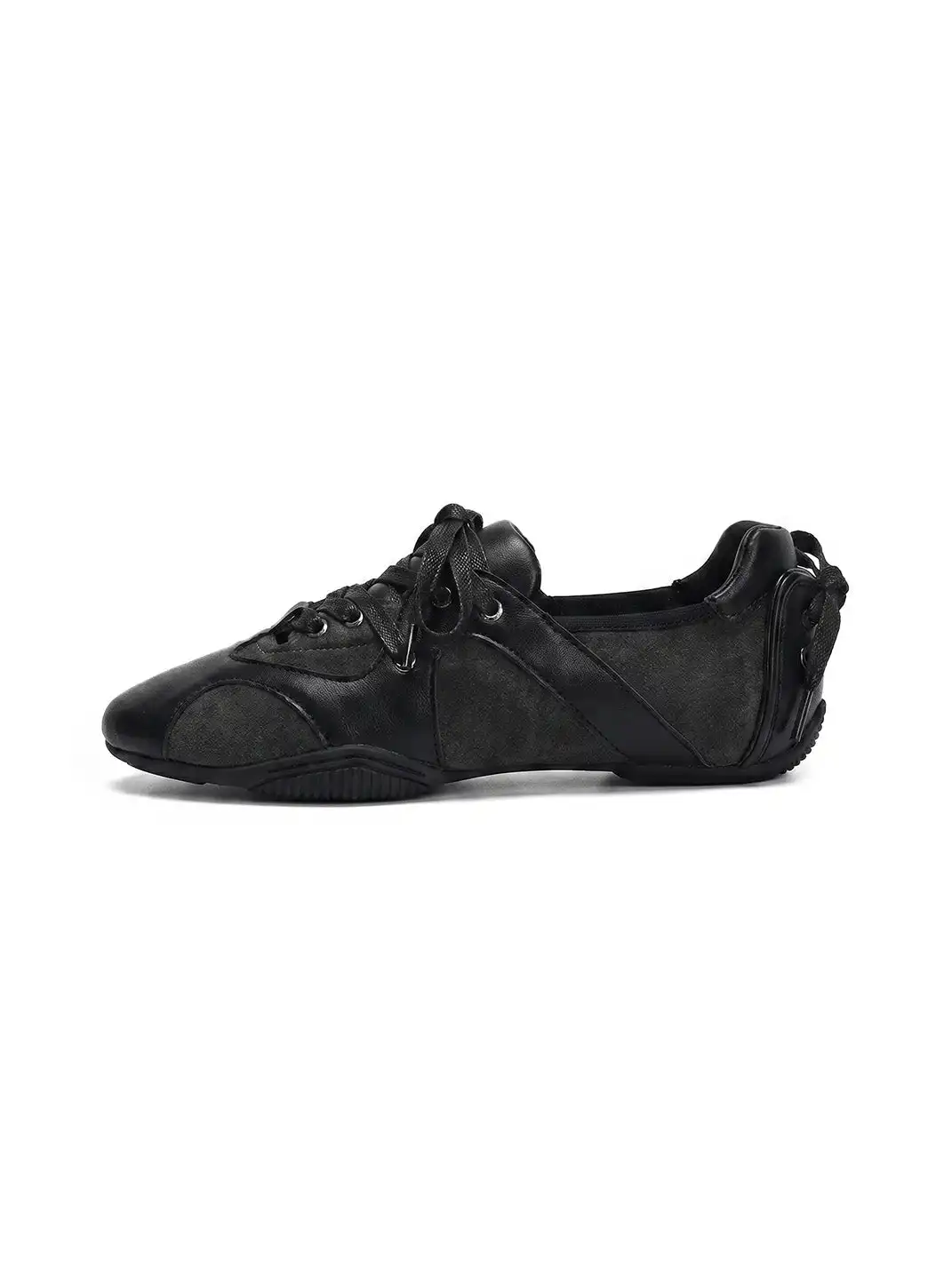 EBLAN | Retro Lace-Up Ballet Sneakers-Black