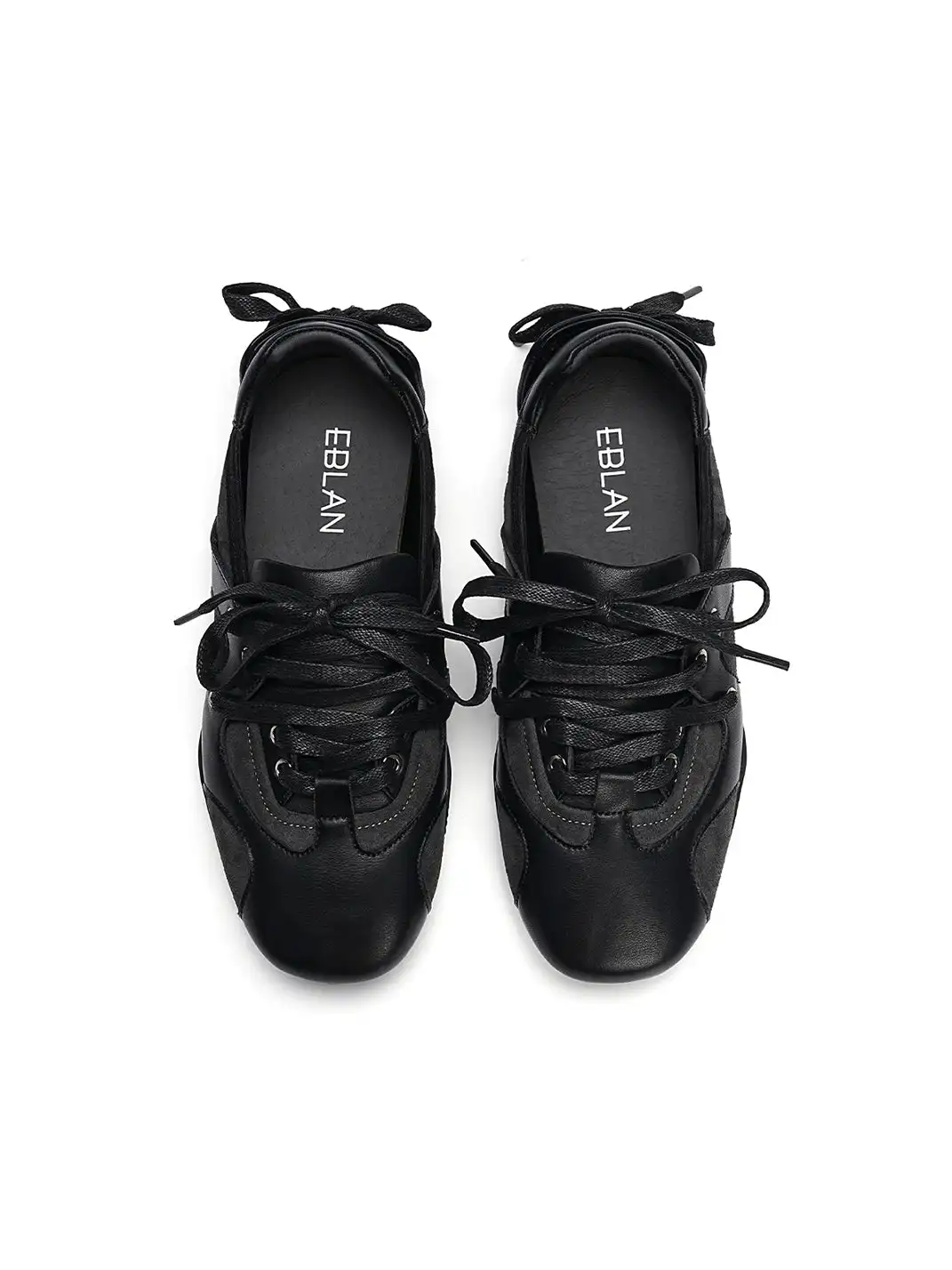 EBLAN | Retro Lace-Up Ballet Sneakers-Black