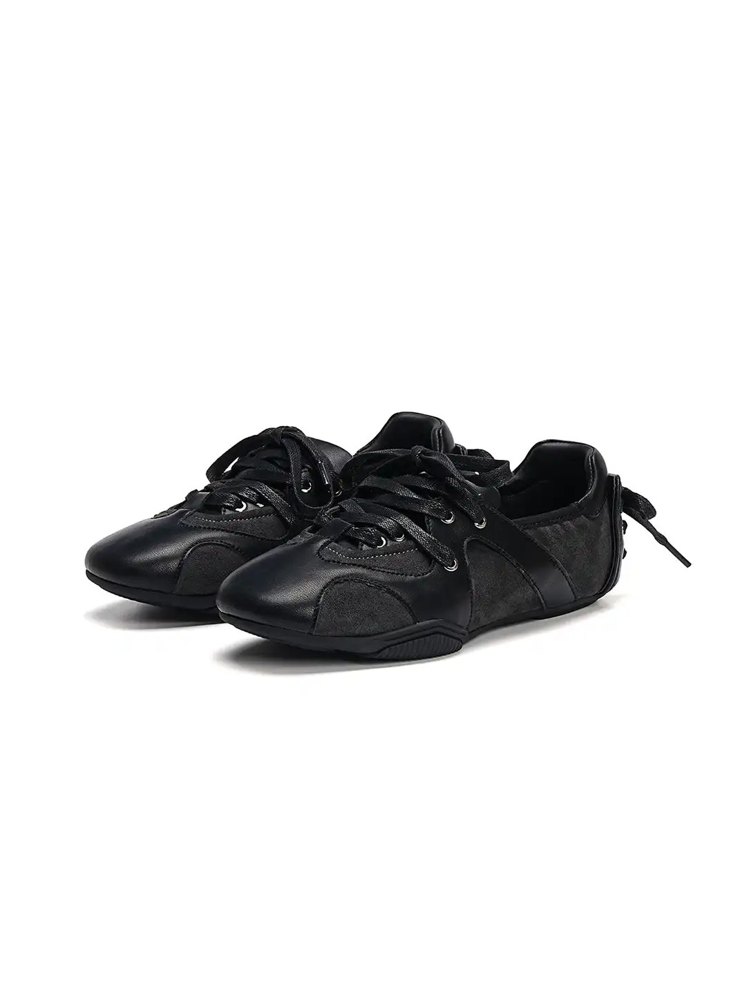 EBLAN | Retro Lace-Up Ballet Sneakers-Black