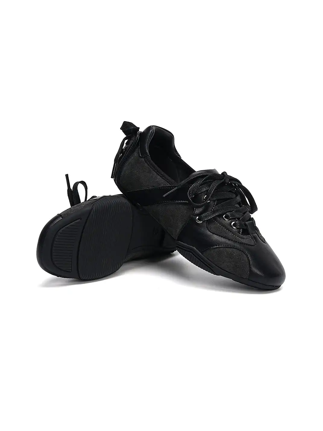 EBLAN | Retro Lace-Up Ballet Sneakers-Black