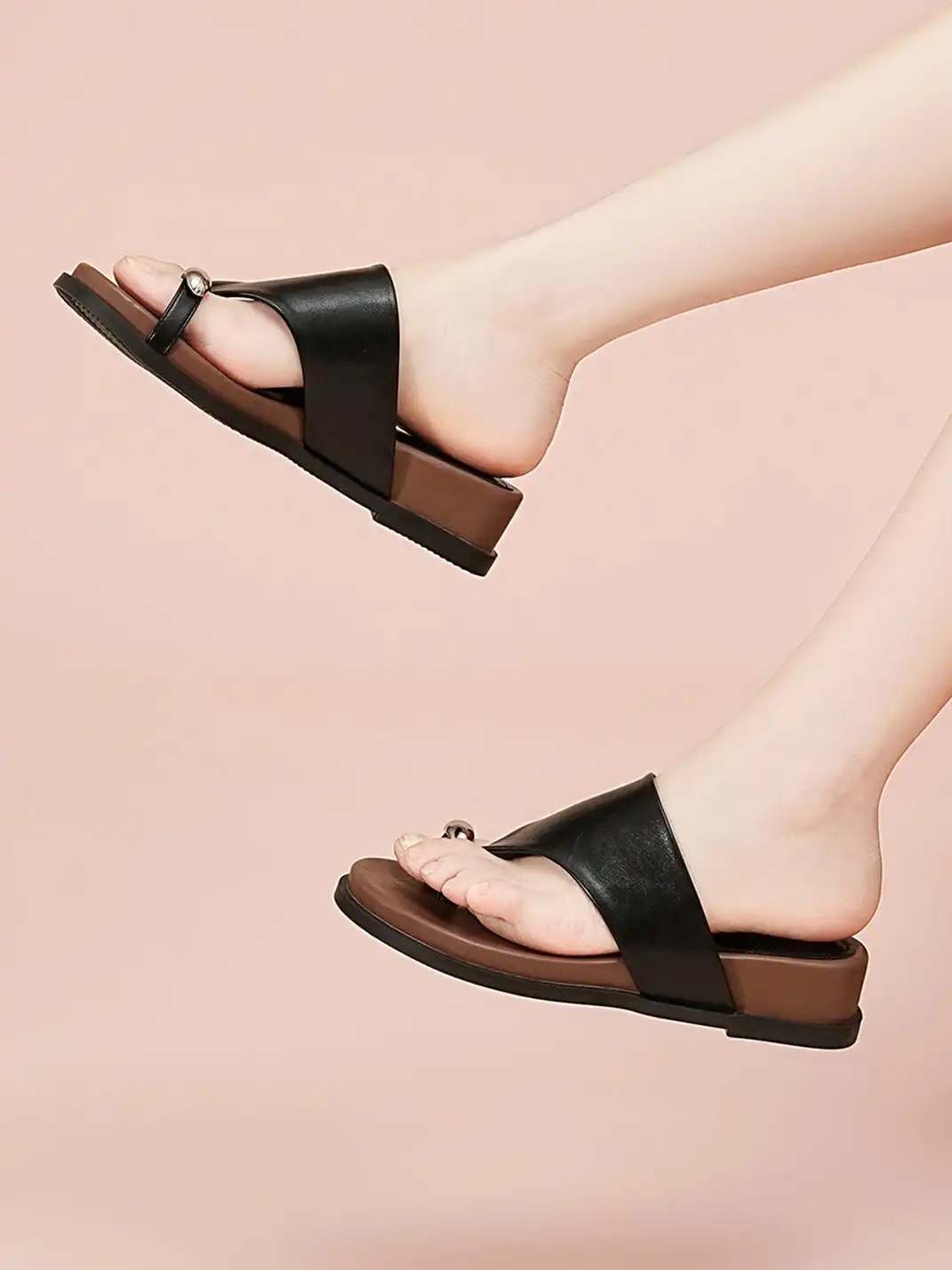 EBLAN | Toe Ring Platform Slide Sandals