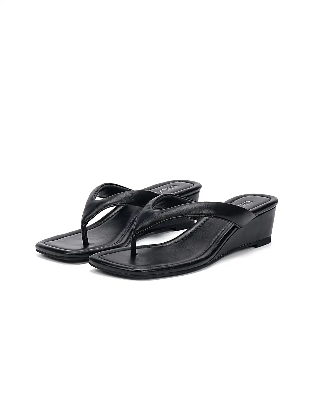 EBLAN | Square-Toe Wedge Flip-Flop Sandals