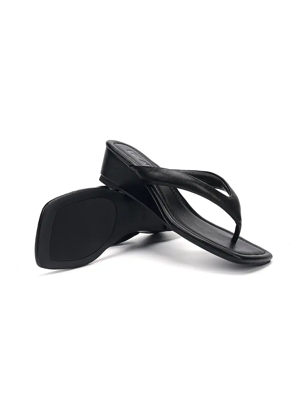 EBLAN | Square-Toe Wedge Flip-Flop Sandals