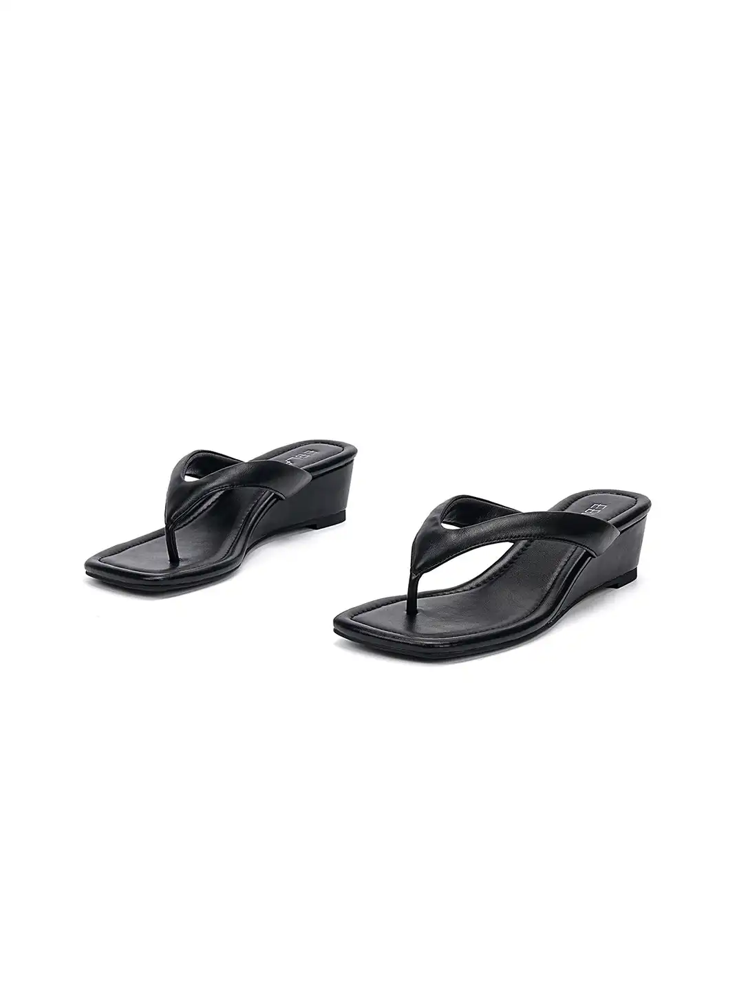 EBLAN | Square-Toe Wedge Flip-Flop Sandals