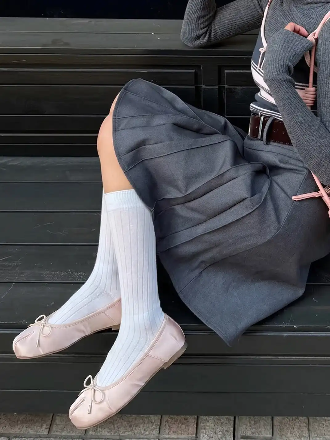EBLAN | Split-Toe Tabi Ballet Flats-White