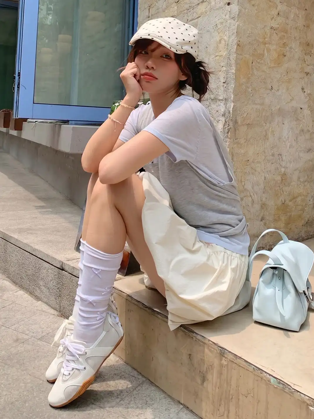 EBLAN | Retro Lace-Up Ballet Sneakers-White
