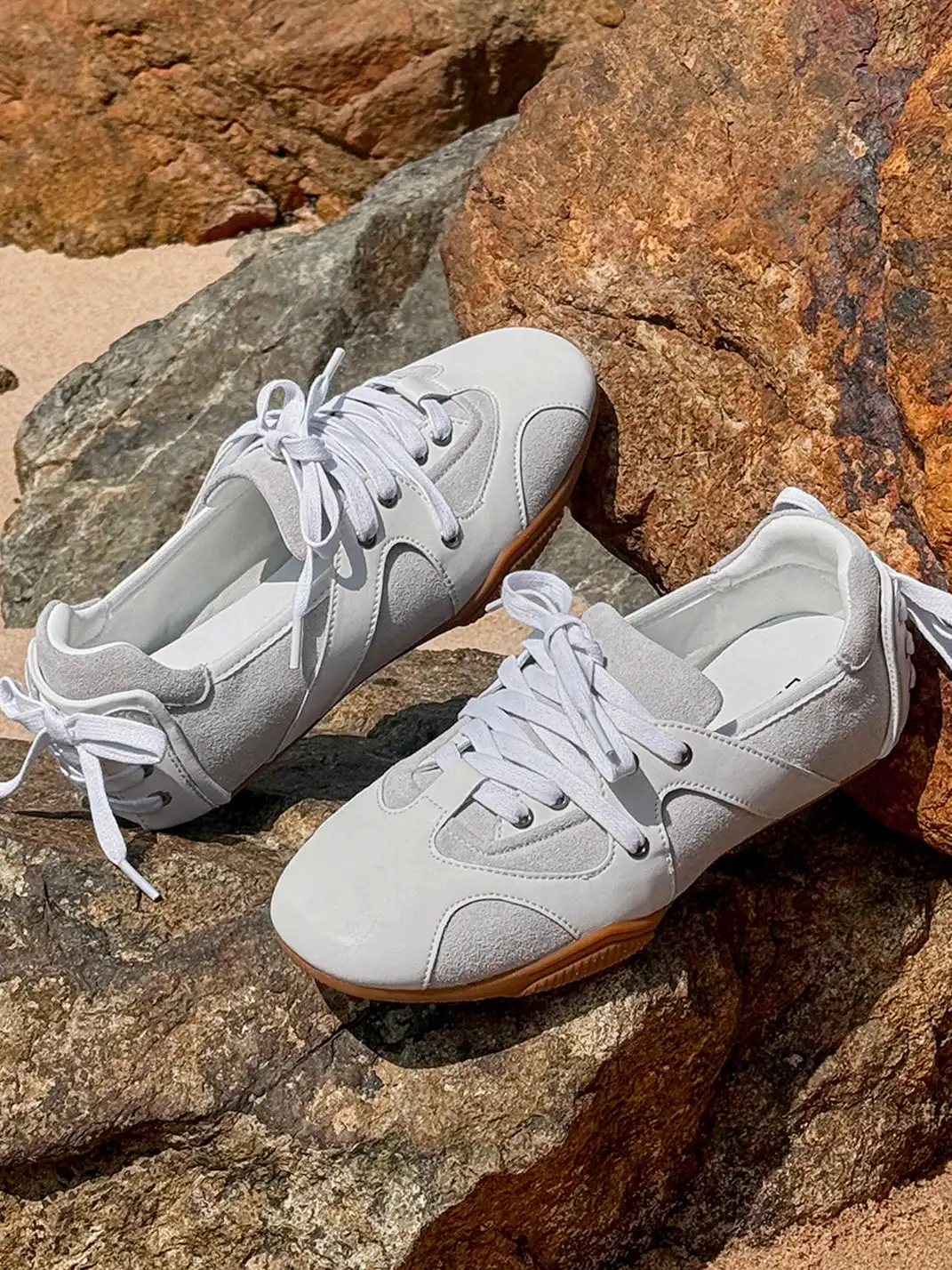 EBLAN | Retro Lace-Up Ballet Sneakers-White