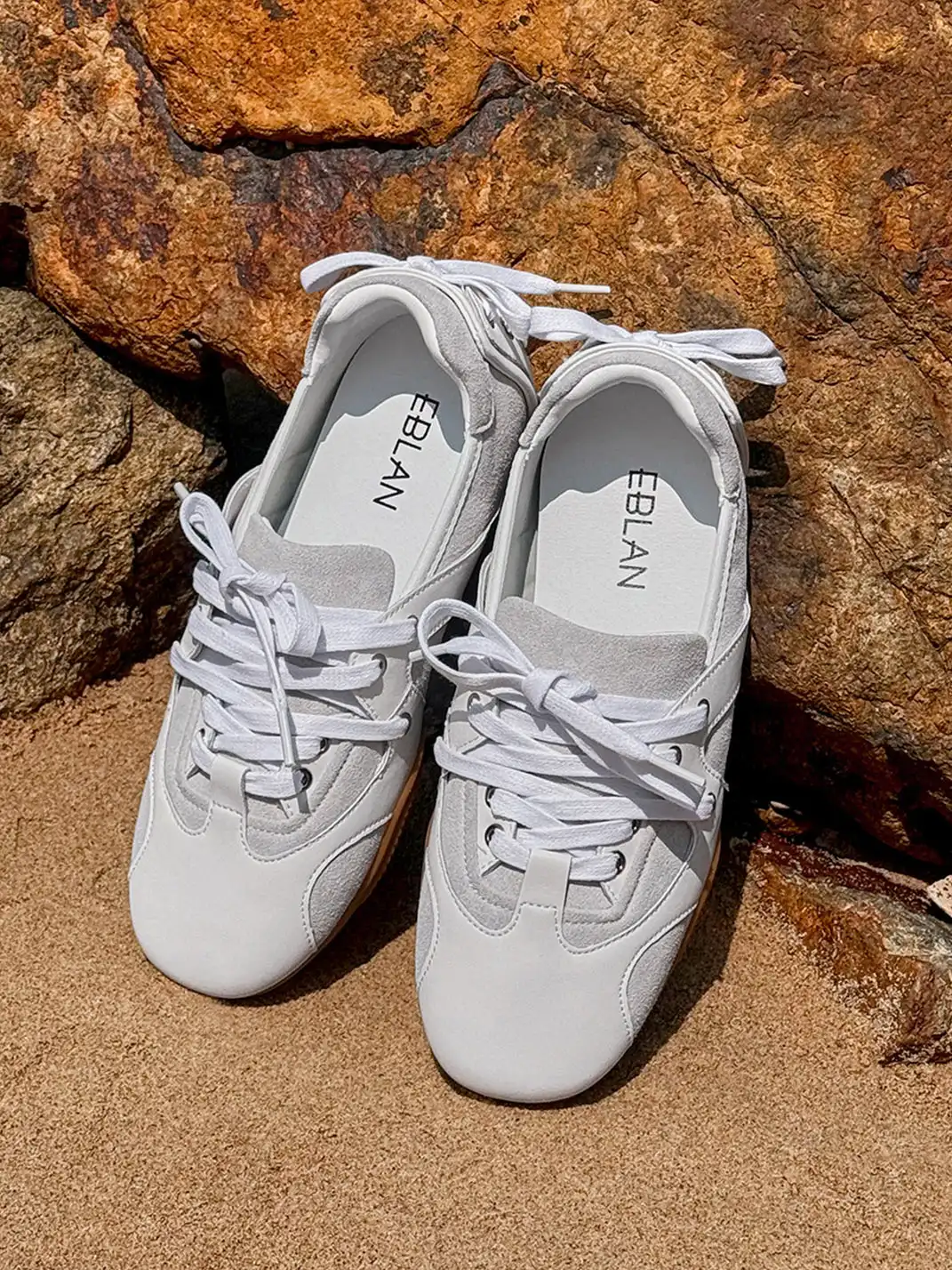 EBLAN | Retro Lace-Up Ballet Sneakers-White
