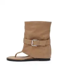 EBLAN | Buckle Strap Thong Boot Sandals-Khaki
