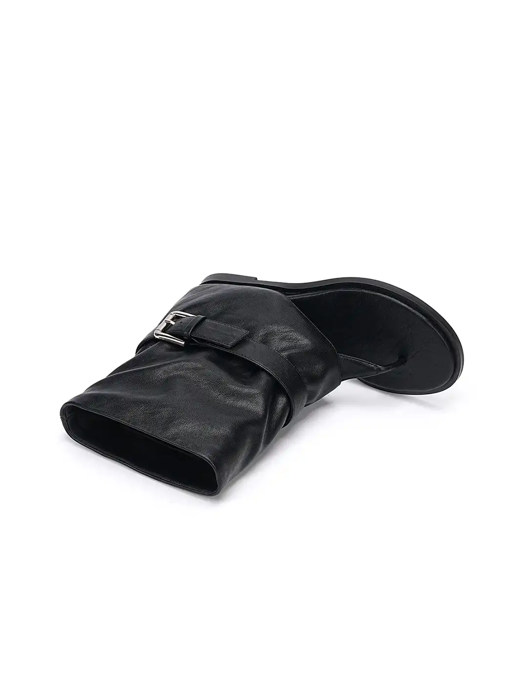 EBLAN | Buckle Strap Thong Boot Sandals-Black