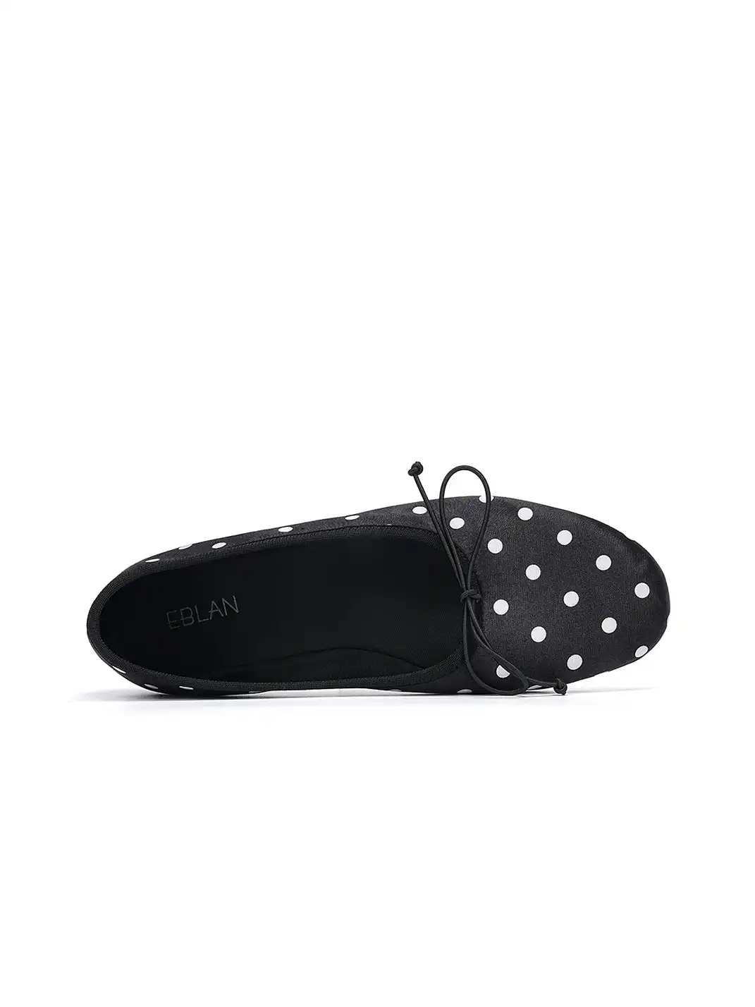 EBLAN | Taupe Polka Dot Ballet Flats With Bow Detail-Black