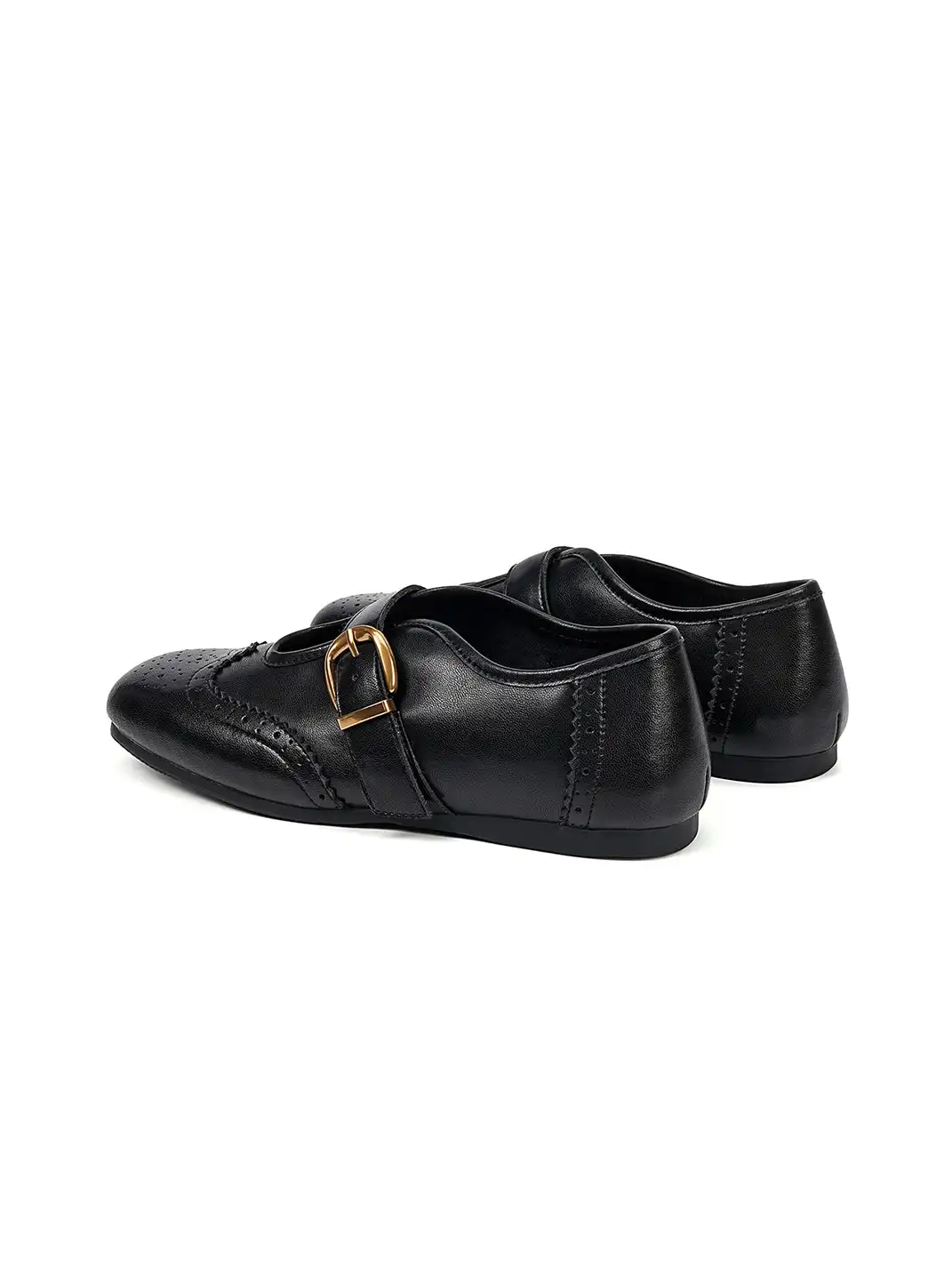 EBLAN | Leather Mary Jane Flats With Gold Buckle