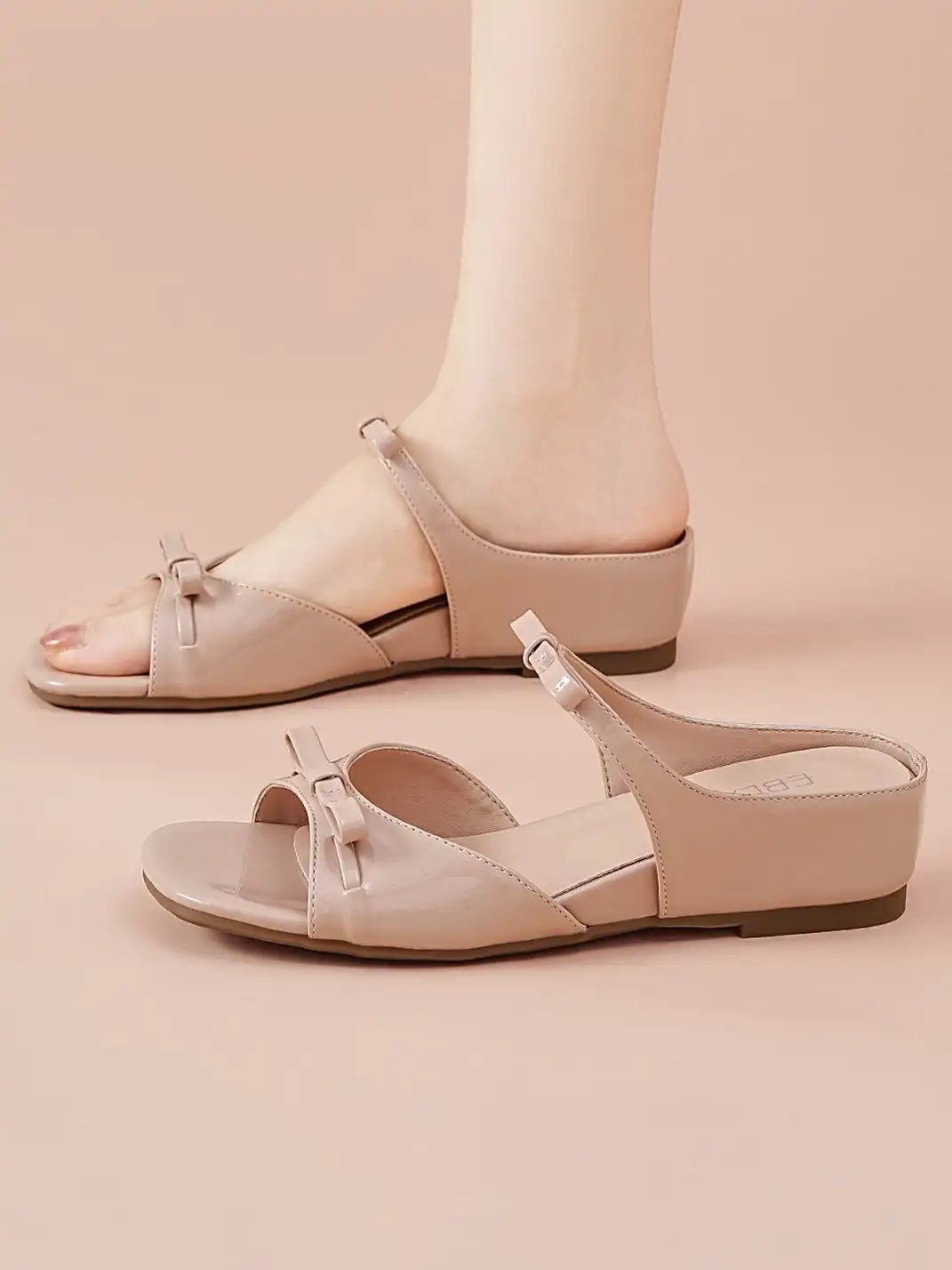 EBLAN | Bow Wedge Slide Sandals