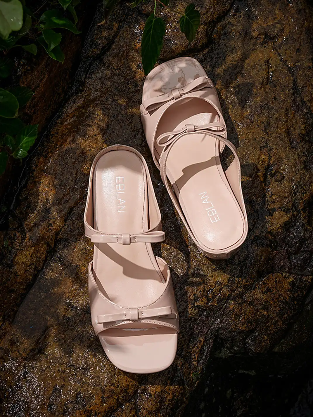 EBLAN | Bow Wedge Slide Sandals
