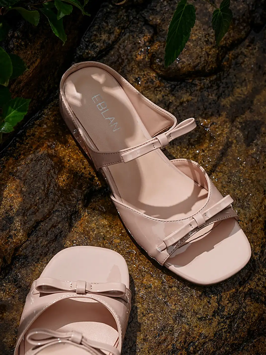 EBLAN | Bow Wedge Slide Sandals