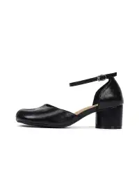 EBLAN | Peep-Toe Block Heel Sandals With Ankle Strap