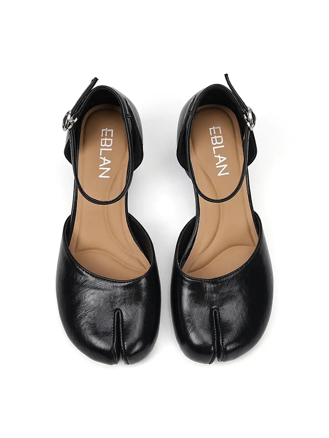 EBLAN | Peep-Toe Block Heel Sandals With Ankle Strap