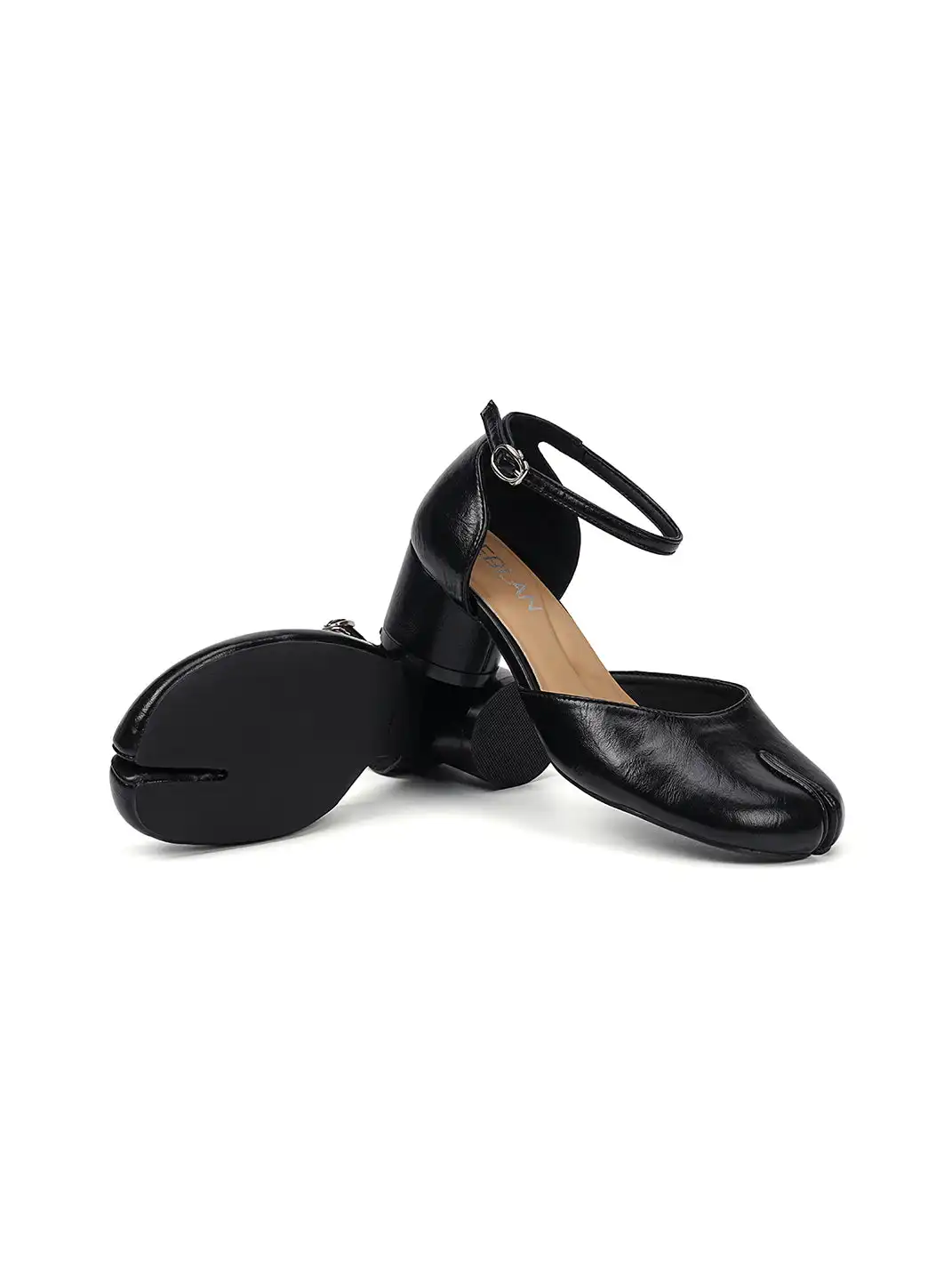 EBLAN | Peep-Toe Block Heel Sandals With Ankle Strap
